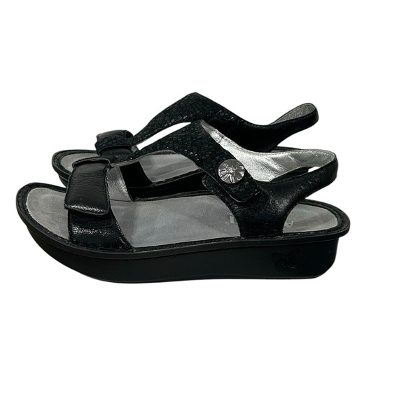 ALEGRIA Kendra Black Shimmer T-Strap KEN-765 Sandals Womens - Picture 1 of 14